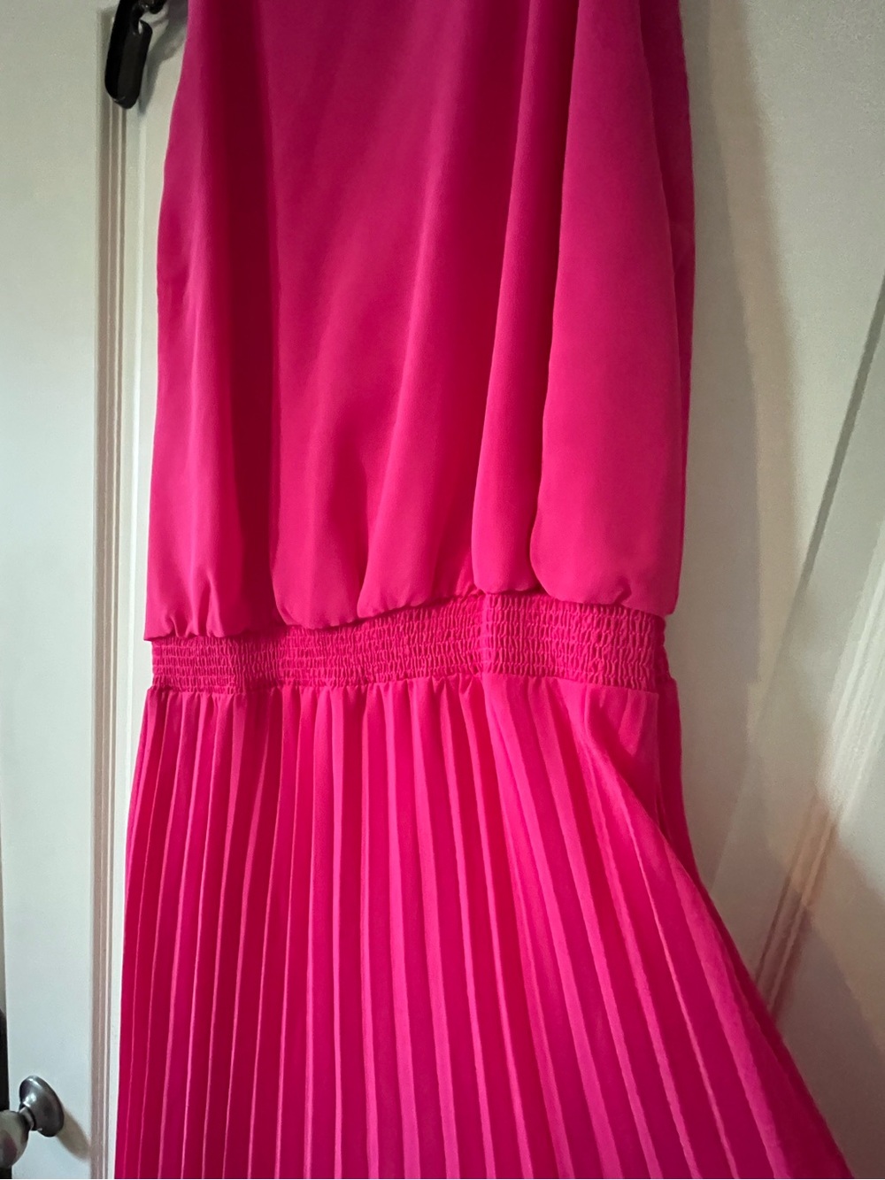 New! Sam Edelman Hot Pink Sleeveless Pleated Midi Dress Women’s Size 8 - Picture 12 of 16